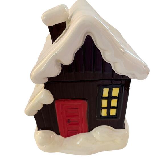 SCM Designs Snow Covered Ceramic Snowman Winter House Cookie Jar - Picture 5 of 10